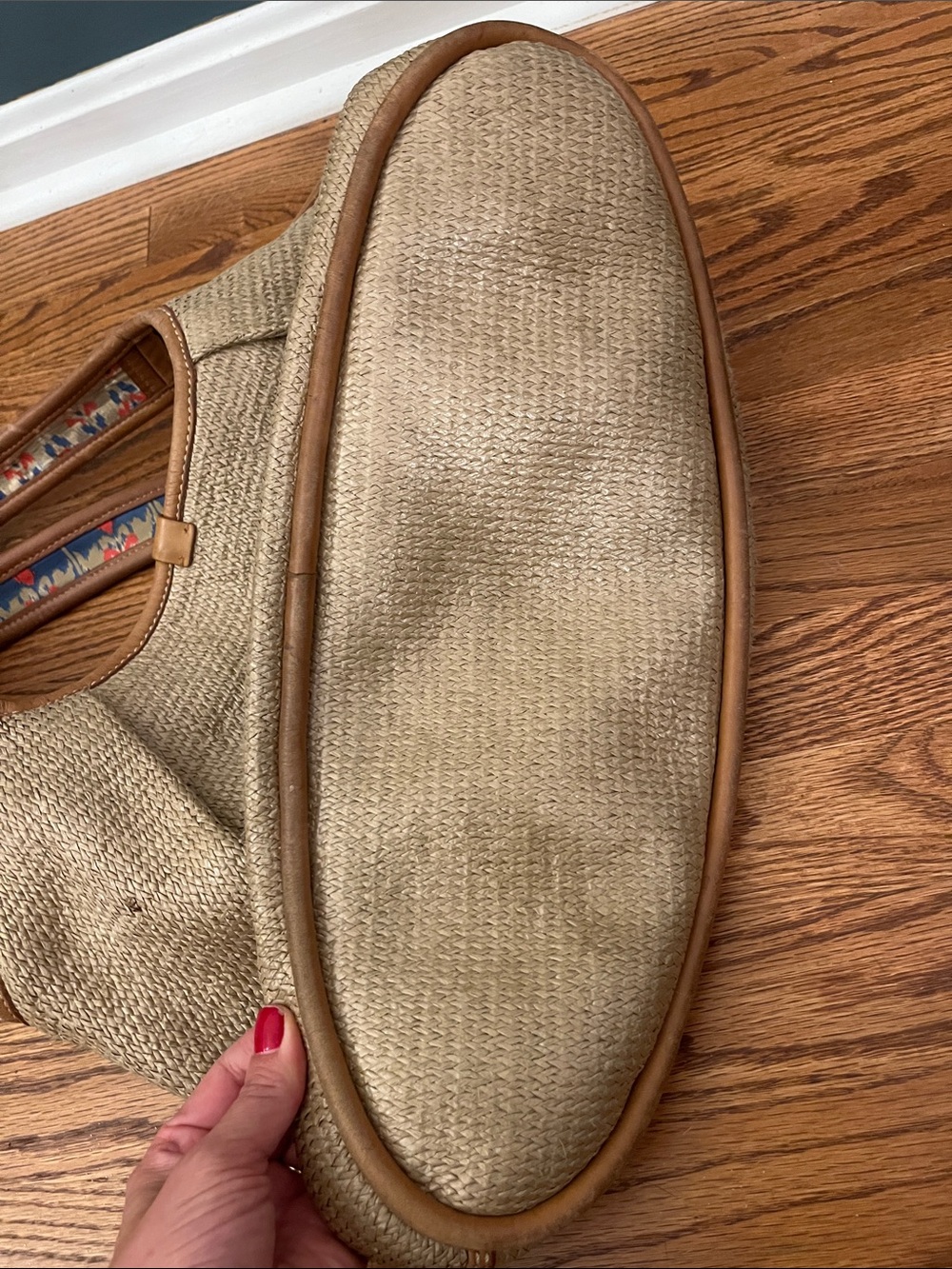 Rare Vintage UGG Australia Woven Straw Tote Bag Hobo – Tan Leather Trim - Picture 5 of 11